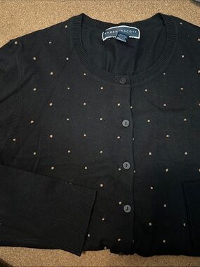 Karen Scott black dotted cardigan